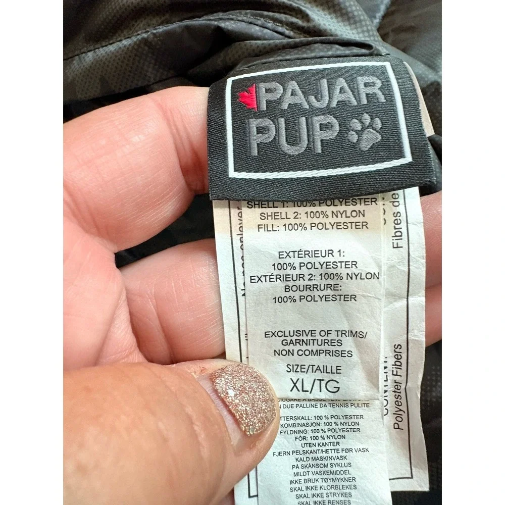 Pajar Pup Camo Black Hooded Dog Puffer Coat XL Reversible Warm Winter Apparel